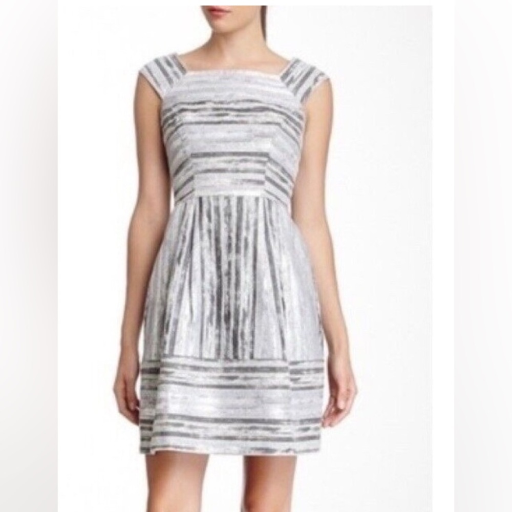 Elegant Striped Black and Gray Dress